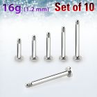 xtrlb16g set of steel internal tragus labret 16g 2.5mm base plate