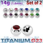 xujb5 5mm high polished titanium g23 balls with bezel crystals