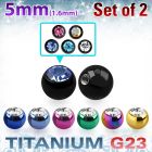xujbt5g 5mm anodized g23 balls w bezel set crystals  1.6mm, 14g