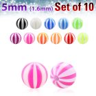 xuvbe5 set of 5mm acrylic uv beach balls with 1 6mm threading