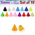 xuvcn3 set 10 conos acrilico uv 3mm rosca distribuidor