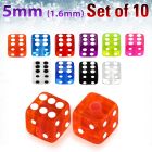 xuvdi5 set of 5mm acrylic uv dices with 14g 1 6mm threading