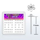 yxfl2c silver bend it nose studs w flower top w clear crystal