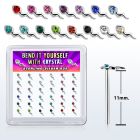 yxsmm36 caja unidades piercing nariz doblarlo tu mismo plata esterlina parte superior espermatozoide cristal colores variados