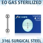 zbb18b3 sterilized steel eyebrow barbell 18g two 3mm balls