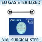 zbbnps eo gas sterilized 316l steel nipple barbell 4mm