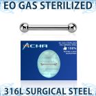 zbbnpss sterilized 316l steel nipple barbell 14g two balls