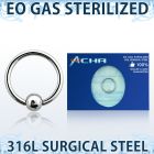 zbcr18 piercing esterilizado aro bola presion acero 316l 1mm bola 3mm al por mayor