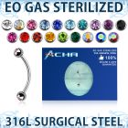 zbne2c eo gas sterilized piercing: surgical steel eyebrow banana 3mm balls