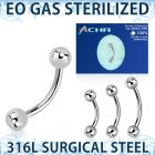 zbneb sterilized 316l steel eyebrow banana with two 3mm balls