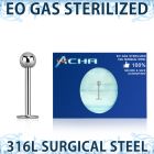 zlb18b3 sterilized 316l steel labret 18g 3mm ball