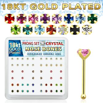 18bp14xm caja display piercing nariz hueso plata 925 0 6mm oro 18 kts cristal redondos 2mm mayorista