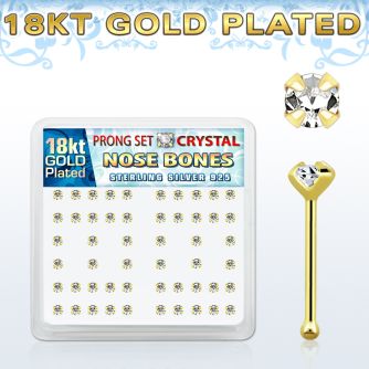 18bp19xc caja display piercing nariz hueso plata esterlina 925 0 6mm cristal claro 2 5mm oro 18 kts distribuidor mayorista