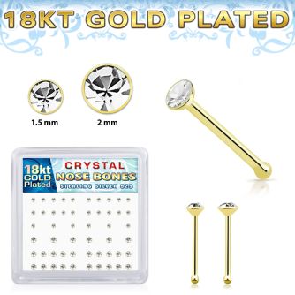 18bxbmc8 18k gold plated silver nose bones 22g clear 52