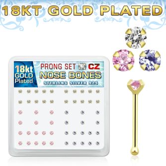 18bz2xm caja display piercing nariz hueso plata 925 0 6mm oro 18 kts zirconia redondas 2mm distribuidor mayorista