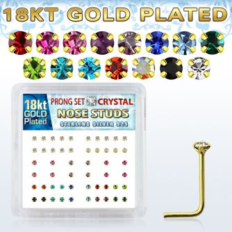 18nspxm silver nose stud w 1 5mm crystal 18k gold plating