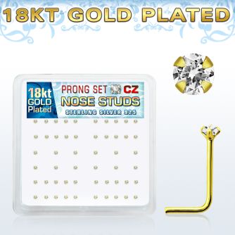 18nszbc silver nose stud w 1 5mm cz 18k gold plating