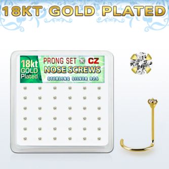 18nwzbc caja display 36 piercings nariz l plata 925 oro 18 kts 0 6mm zirconia 1 5mm distribuidor mayorista