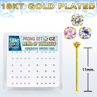 18nyzbm caja display 52 piercing nariz doblar tu mismo plata 925 0 6mm oro 18 kts 1 5mm zirconia venta