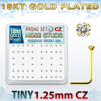 18sz12xc caja display piercing nariz l plata esterlina 925 0 6mm oro 18 kts zirconia claras 1 25mm distribuidor