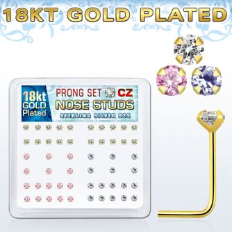 18sz2xm caja display piercing nariz l plata 925 0 6mm oro 18 kts zirconia 2mm venta