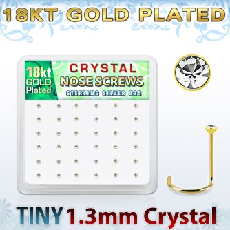18w6xc caja display 36 piercings nariz l plata 925 oro 18 kts 0 6mm cristal 1 25mm al por mayor