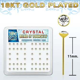 18y19xc caja display piercing nariz doblar tu mismo plata esterlina 925 0 6mm oro 18 kts cristal claro 2 5mm mayorista