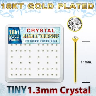 18y6xc caja display piercing nariz doblar tu mismo plata esterlina 925 0 6mm oro 18 kts cristal claro 1 25mm venta