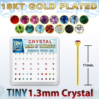 18y6xm gold silver bend it nose studs with 1 25mm crystals
