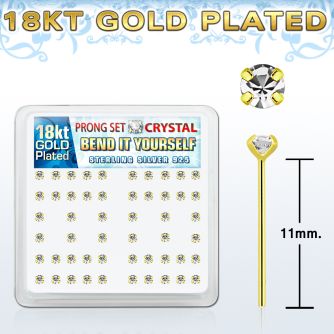 18yp14xc caja display piercing nariz doblar tu mismo plata 925 0 6mm oro 18 kts cristal redondo 2mm mayorista