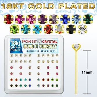 18yp14xm caja display piercing nariz doblar tu mismo plata 925 0 6mm oro 18 kts cristal redondos 2mm venta