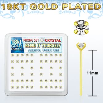 18yp19xc gold silver bend it nose studs with clear prong crystal