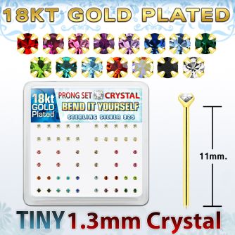 18yp6xm gold silver bend it nose studs w 1 25mm prong crystals