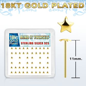 18yxvsar box w gold plated silver bend it nose studs w star top