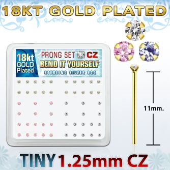 18yz12xm caja display piercing nariz doblar tu mismo plata esterlina 925 0 6mm oro 18 kts zirconia redondas 1 25mm mayorista