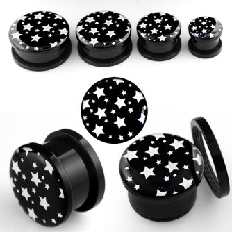 afpmm dilatacion plug tornillo acrilico negro logo estrellas blancas fondo negro mayorista