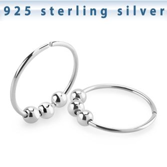 agsed22 silver seamless nose ring three moveable balls