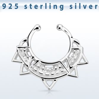 agsepd10 falso septum plata 925 1mm amplio grabado indio 12mm mayorista