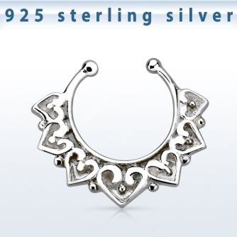 agsepd11 falso septum plata 925 1mm amplio grabado vintage indio 12mm mayorista