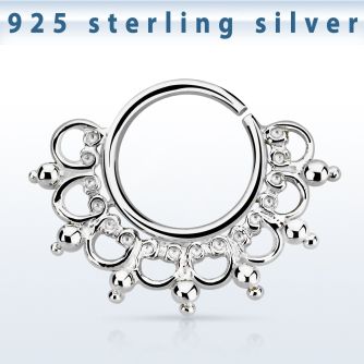 agsepv12 aro septum plata 925 1mm vintage indio extra amplio gravado 8mm mayorista