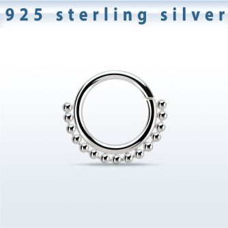 agspv16 silver seamless septum ring 16g small beads
