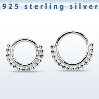 agspv18 silver seamless septum ring 18g small beads