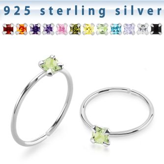 agzqm22 silver seamless nose ring 22g square colorcz