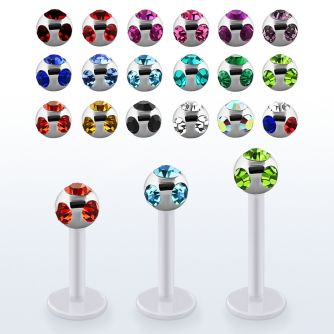 albmjb4 bio  flex labret w 4mm steel multi jewel ball