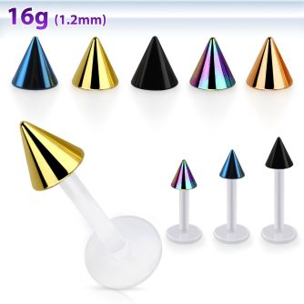 albtcn4 bio  flex labret with 4mm pvd plated steel cone