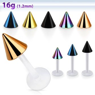 albtcn5 bio  flex labret with 5mm pvd plated steel cone