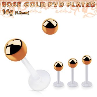 albttb5 bio  flex labret w 5mm rose gold pvd plated steel ball