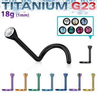 anodized titanium g23 nose screw, 18g w bezel set crystal