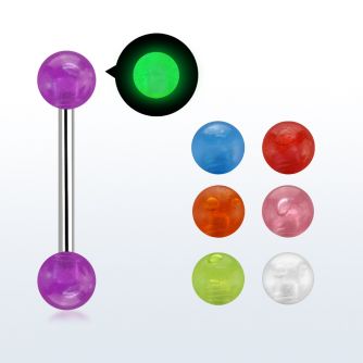 bbbgl5 barbell lengua acero quirurgico bolas acrilicas brillan oscuridad 5mm 16mm al por mayor