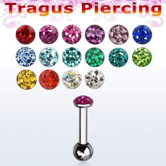 bber38 barbell tragus para cartilago acero quirurgico cristaled ferido cubiertas resina bola 3mm al por mayor